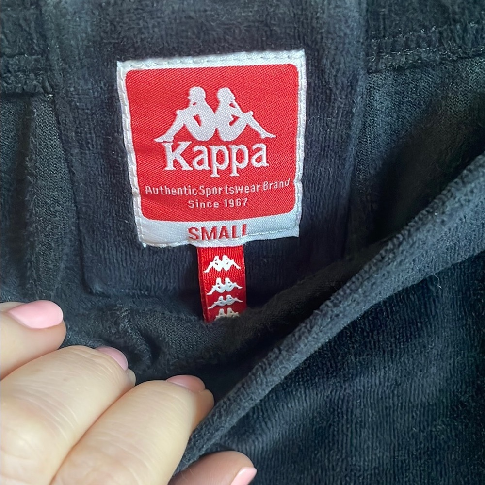 Kappa Ammu Velour Black Track Leggings  Pants with Logo Small - Picture 7 of 8